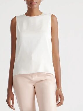 Quince Washable Stretch Silk Shell Tank ivory